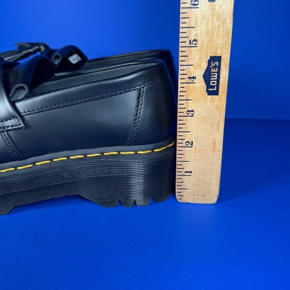 Dr Martens Adrian Quad‎ Shoes Mens 7 Womens 8 Black Leather Platform Tassle